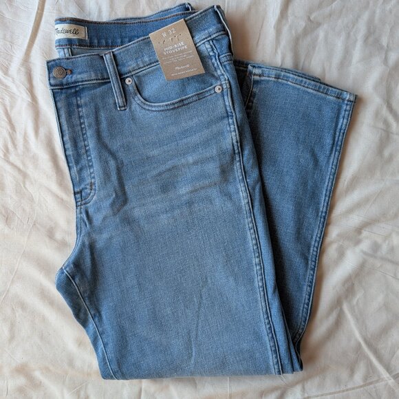 NWT Madewell Mid-Rise Stovepipe Jeans in Skyford Wash Size 32 - Picture 1 of 7